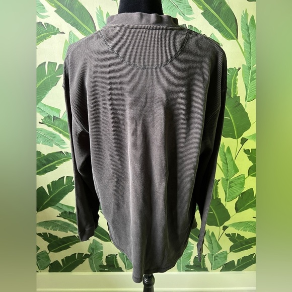 Henley Top Oversized Gray Waffle Thermal Long Sleeve men XL - Picture 7 of 8